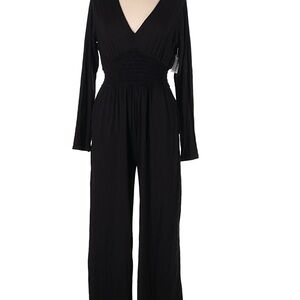 NWT S Black Old Navy Waist-Defined V-Neck Jumpsuit Soft Jersey Knit